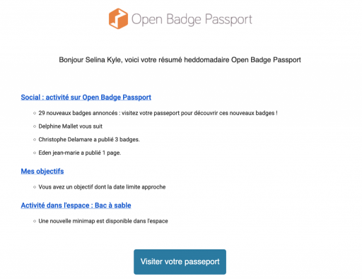 weekly report open badge passport